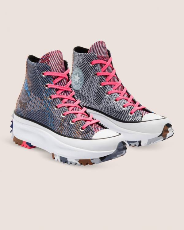 Tenis Altos Converse Run Star Hike Knit Print Bota Azules Rojos | CV-915TWX