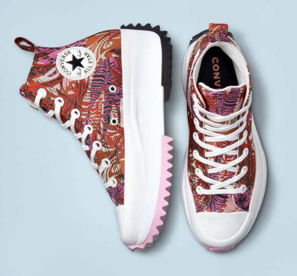 Tenis Altos Converse Run Star Hike Plataforma Tropical Florals Bota Naranjas Negros Blancos | CV-105DRF