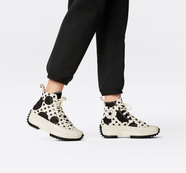 Tenis Altos Converse Run Star Hike Plataforma Polka Dots Bota Negros | CV-320PWD