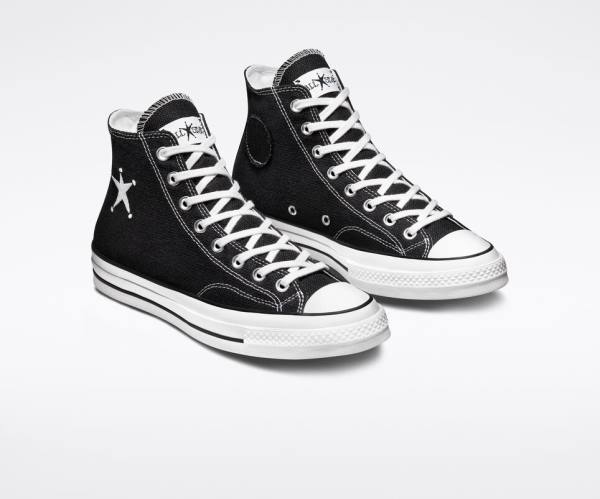 Tenis Altos Converse Stussy Chuck 70 Bota Negros Blancos | CV-014HDR