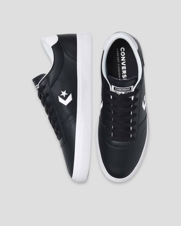 Tenis Bajos Converse Boulevard Faux Cuero Negros | CV-475MPX