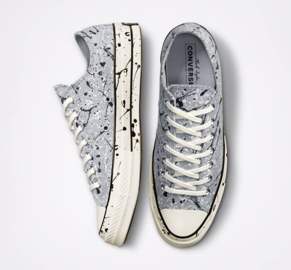 Tenis Bajos Converse Chuck 70 Archive Paint Splatter Grises Negros Blancos | CV-253SVW