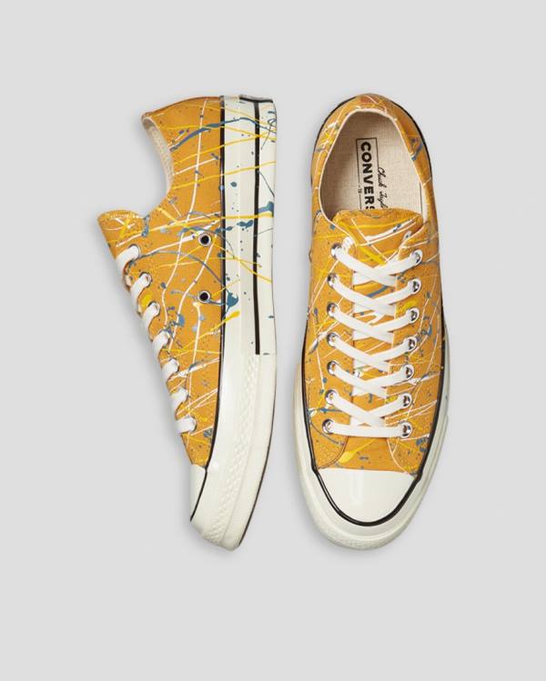 Tenis Bajos Converse Chuck 70 Archive Print Paint Splatter Amarillos | CV-263QYX