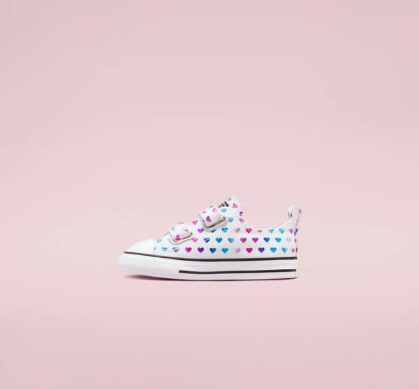 Tenis Bajos Converse Chuck Taylor All Star Easy-On Foil Hearts Blancos Negros Rosas | CV-035DPZ