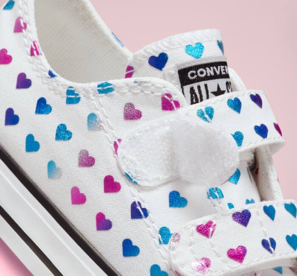 Tenis Bajos Converse Chuck Taylor All Star Easy-On Foil Hearts Blancos Negros Rosas | CV-035DPZ