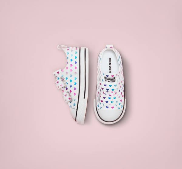 Tenis Bajos Converse Chuck Taylor All Star Easy-On Foil Hearts Blancos Negros Rosas | CV-035DPZ