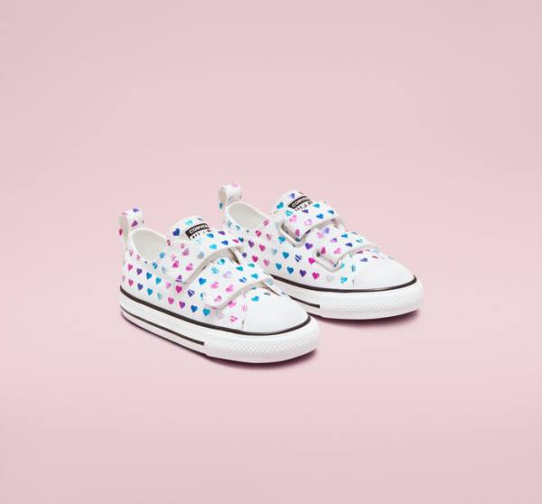 Tenis Bajos Converse Chuck Taylor All Star Easy-On Foil Hearts Blancos Negros Rosas | CV-035DPZ