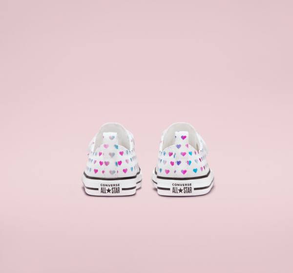 Tenis Bajos Converse Chuck Taylor All Star Easy-On Foil Hearts Blancos Negros Rosas | CV-035DPZ