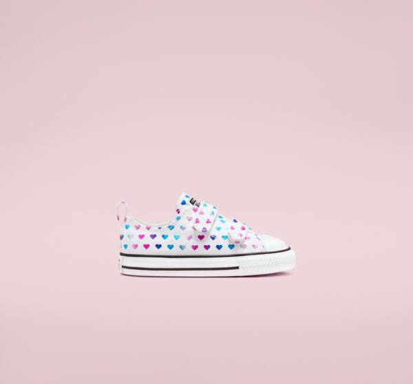 Tenis Bajos Converse Chuck Taylor All Star Easy-On Foil Hearts Blancos Negros Rosas | CV-035DPZ