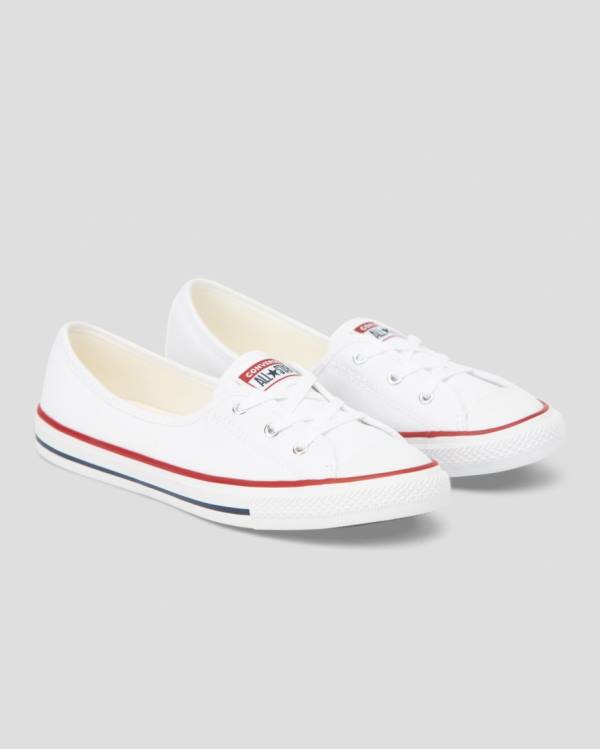 Tenis Bajos Converse Chuck Taylor All Star Dainty Ballet Encaje Slip Blancos | CV-204QYS