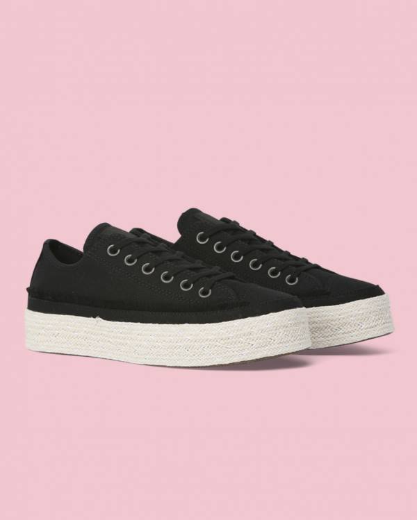 Tenis Bajos Converse Chuck Taylor All Star Alpargata Plataforma Negros | CV-398FAX