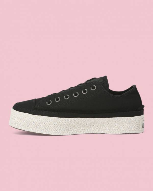 Tenis Bajos Converse Chuck Taylor All Star Alpargata Plataforma Negros | CV-398FAX