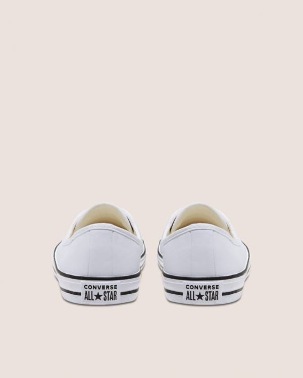 Tenis Bajos Converse Chuck Taylor All Star Ballet Encaje Faux Cuero Slip Blancos | CV-431UNT