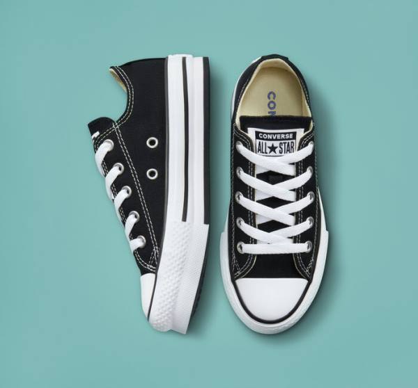 Tenis Bajos Converse Chuck Taylor All Star Lift Plataforma Negros Blancos | CV-489WTB