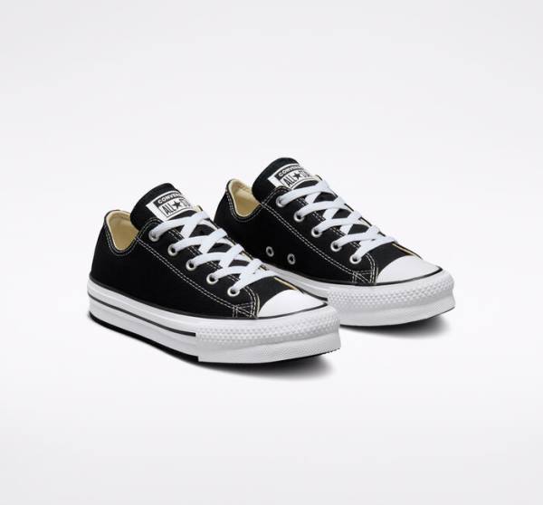 Tenis Bajos Converse Chuck Taylor All Star Lift Plataforma Negros Blancos | CV-547ATH