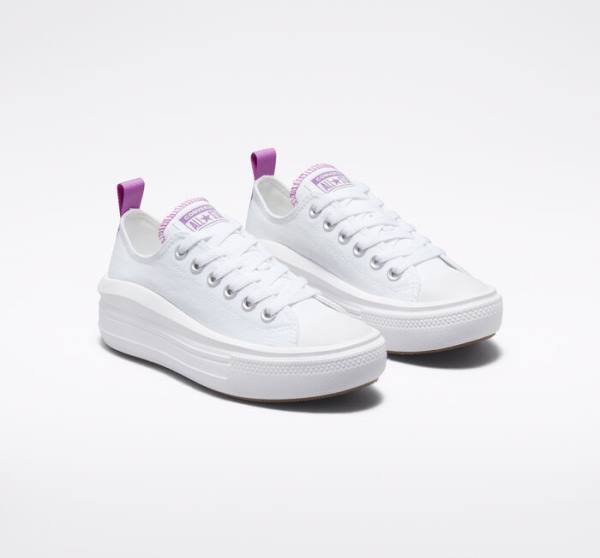 Tenis Bajos Converse Chuck Taylor All Star Move Plataforma Blancos Morados Blancos | CV-547VRM