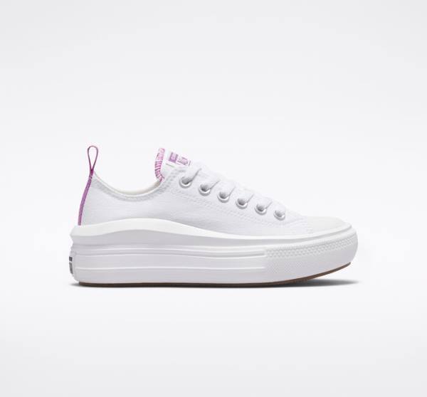 Tenis Bajos Converse Chuck Taylor All Star Move Plataforma Blancos Morados Blancos | CV-547VRM