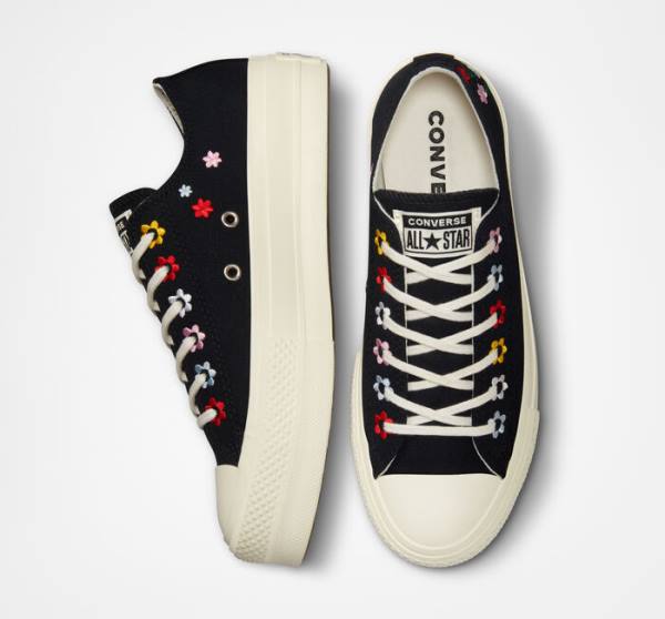 Tenis Bajos Converse Chuck Taylor All Star Lift Plataforma Floral Embroidery Multicolor | CV-619XVC