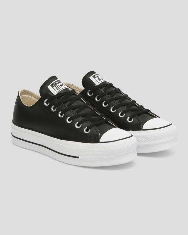 Tenis Bajos Converse Chuck Taylor All Star Lift Clean Cuero Negros | CV-625TOL