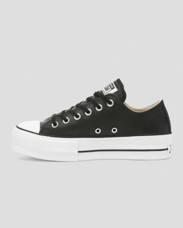 Tenis Bajos Converse Chuck Taylor All Star Lift Clean Cuero Negros | CV-625TOL