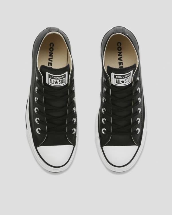 Tenis Bajos Converse Chuck Taylor All Star Lift Clean Cuero Negros | CV-625TOL