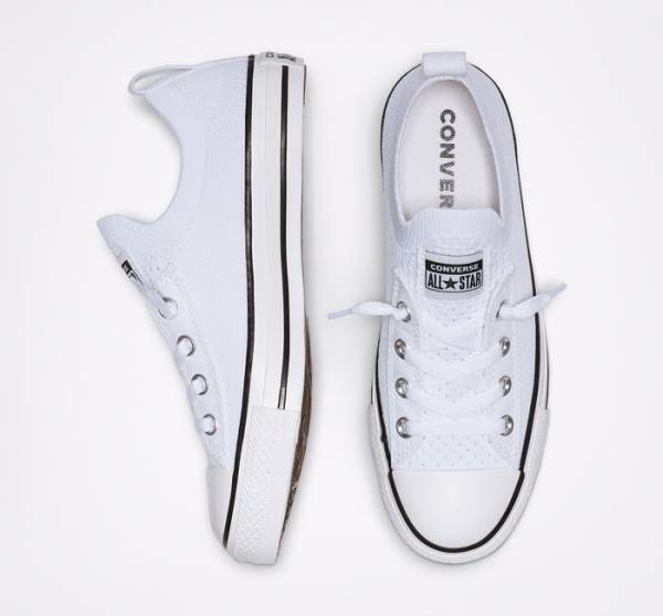 Tenis Bajos Converse Chuck Taylor All Star Shoreline Knit Slip Blancos Negros Blancos | CV-639YIS