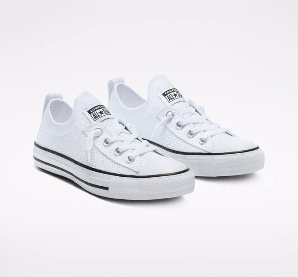 Tenis Bajos Converse Chuck Taylor All Star Shoreline Knit Slip Blancos Negros Blancos | CV-639YIS