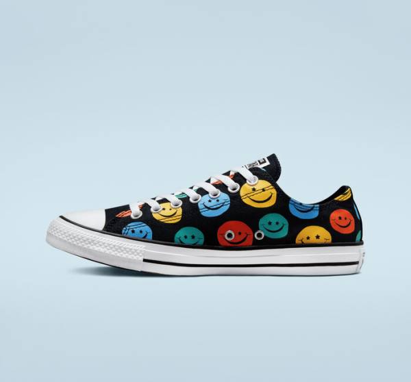 Tenis Bajos Converse Chuck Taylor All Star Happy Faces Negros | CV-675XLS