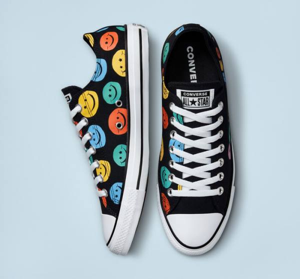 Tenis Bajos Converse Chuck Taylor All Star Happy Faces Negros | CV-675XLS