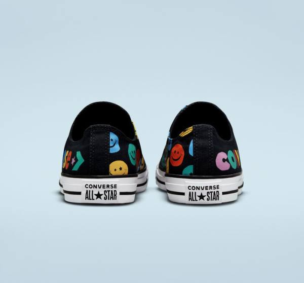 Tenis Bajos Converse Chuck Taylor All Star Happy Faces Negros | CV-675XLS