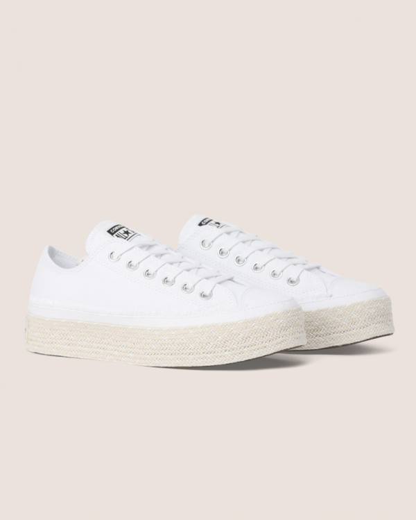 Tenis Bajos Converse Chuck Taylor All Star Alpargata Plataforma Blancos | CV-720CSQ