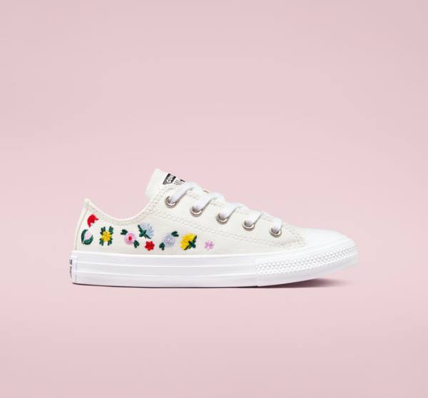 Tenis Bajos Converse Chuck Taylor All Star Floral Embroidery Blancos Blancos | CV-807RJH