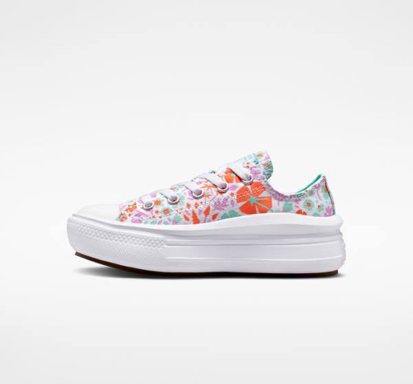 Tenis Bajos Converse Chuck Taylor All Star Move Plataforma Paper Floral Blancos Azules | CV-923SPN