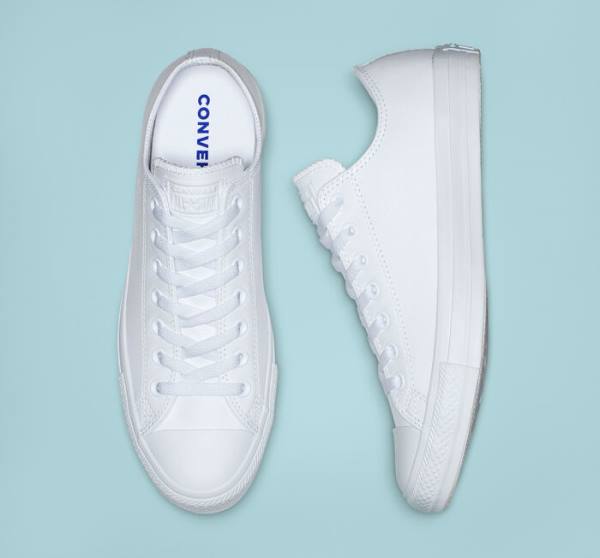 Tenis Bajos Converse Chuck Taylor All Star Cuero All White Blancos | CV-934ETL