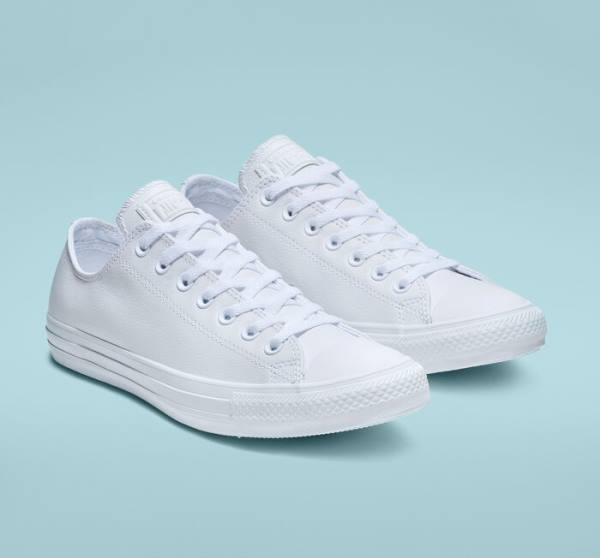 Tenis Bajos Converse Chuck Taylor All Star Cuero All White Blancos | CV-934ETL