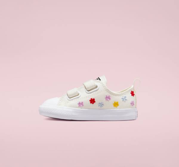 Tenis Bajos Converse Chuck Taylor All Star Easy-On Floral Embroidery Blancos Blancos | CV-960ZSK