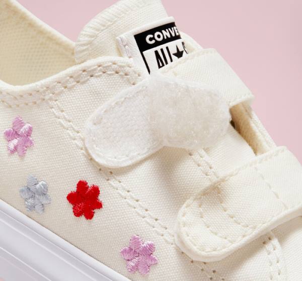 Tenis Bajos Converse Chuck Taylor All Star Easy-On Floral Embroidery Blancos Blancos | CV-960ZSK