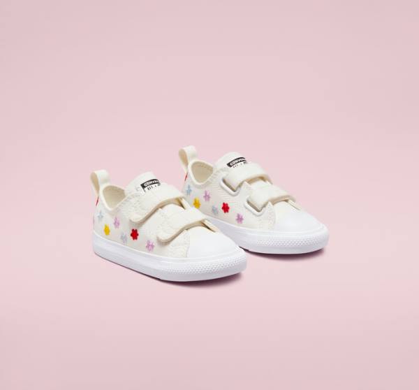 Tenis Bajos Converse Chuck Taylor All Star Easy-On Floral Embroidery Blancos Blancos | CV-960ZSK