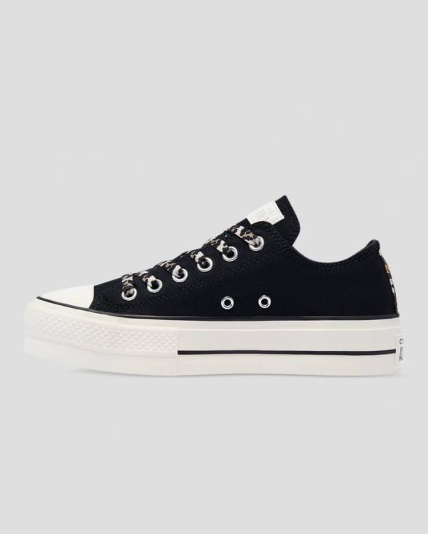 Tenis Bajos Converse Chuck Taylor Lift Archive Print Plataforma Negros | CV-945HFK