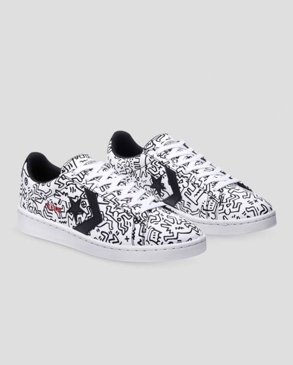 Tenis Bajos Converse Keith Haring Pro Cuero Blancos Negros Rojos | CV-059KQH