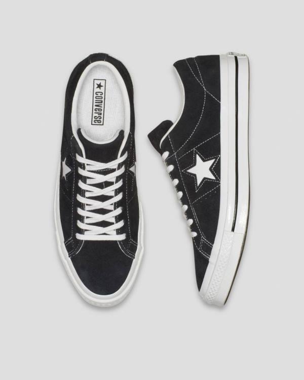 Tenis Bajos Converse One Star Premium Gamuza Negros | CV-846XYO