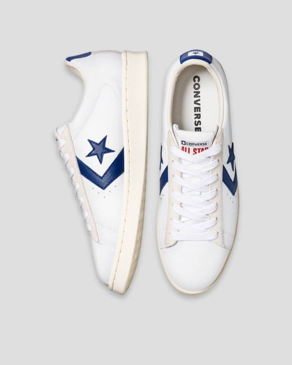 Tenis Bajos Converse Pro Cuero Italy Blancos Azules | CV-935ESX