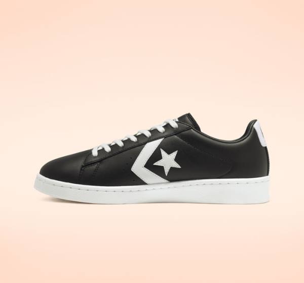 Tenis Bajos Converse Pro Cuero Negros Blancos | CV-486SER