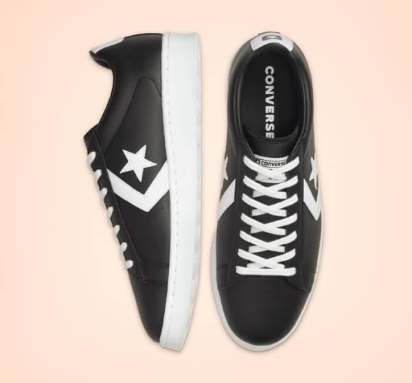 Tenis Bajos Converse Pro Cuero Negros Blancos | CV-486SER