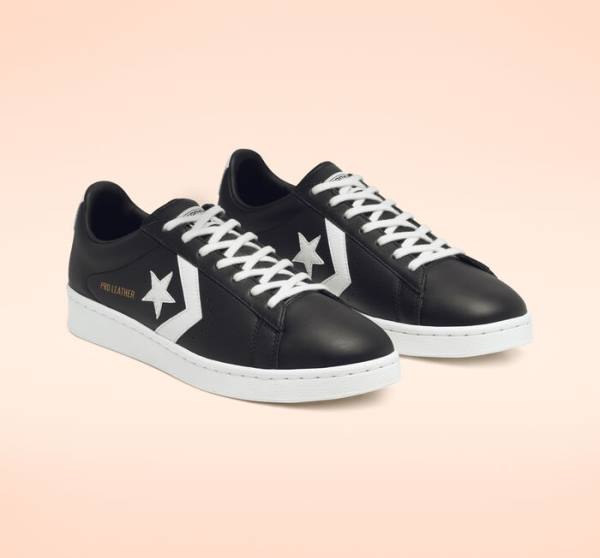 Tenis Bajos Converse Pro Cuero Negros Blancos | CV-486SER