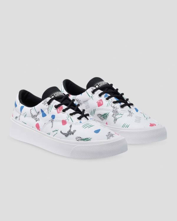 Tenis Bajos Converse Skid Grip 80s Archive Print Blancos | CV-758MZS