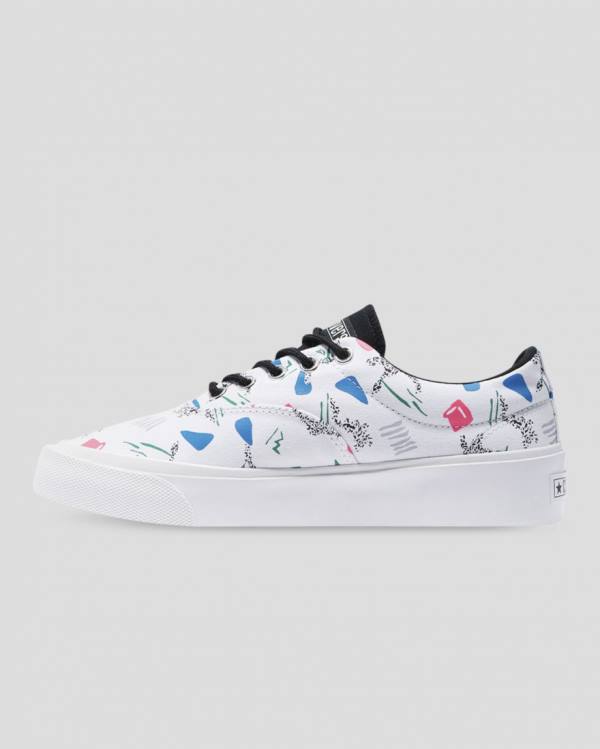 Tenis Bajos Converse Skid Grip 80s Archive Print Blancos | CV-758MZS