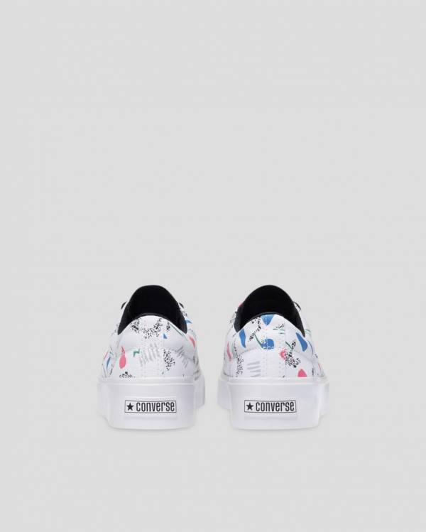 Tenis Bajos Converse Skid Grip 80s Archive Print Blancos | CV-758MZS