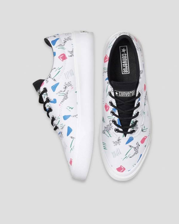 Tenis Bajos Converse Skid Grip 80s Archive Print Blancos | CV-758MZS