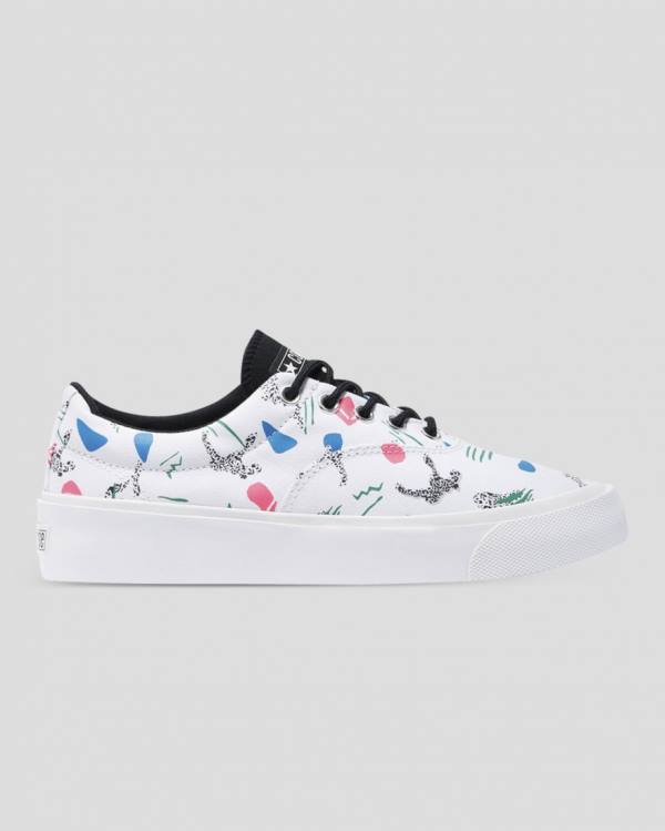 Tenis Bajos Converse Skid Grip 80s Archive Print Blancos | CV-758MZS